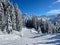 Beautiful winter panorama of skiing resort Brand, Vorarlberg, Austria.