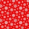 Beautiful winter red seamless pattern, background with 3D paper cut out snowflakes