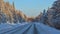 Beautiful winter road in Norrbotten