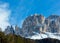 Beautiful winter rocky mountain landscape (Great Dolomites Road).