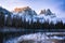 Beautiful winter scenery landscape and snow frosted mountain in Italy .