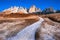 Beautiful winter scenery landscape and snow frosted mountain in Italy .