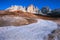 Beautiful winter scenery landscape and snow frosted mountain in Italy .