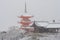 Beautiful winter seasonal image, Red Pagoda at Kiyomizu-dera temple covered white snow at Kyoto.