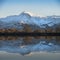 Beautiful Winter sunrise landscape image of Mount Snowdon and ot