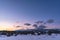 Beautiful winter sunset with purple clouds over the mountain. Russia, Stary Krym.