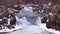 Beautiful Winter White Water Waterfall with Snowy Rocks - Great Falls National Park