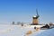 Beautiful winter windmill landscape