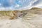 Beautiful winters dune scenery along Dutch North Sea coast carved by wind power