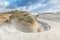 Beautiful winters dune scenery along Dutch North Sea coast carved by wind power