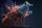 Beautiful wolf with nebula background. Wild animal with stars and galaxy. Generative AI