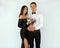 Beautiful woman in back prom dress and handsome guy in suit, teenager ready for a luxury night.
