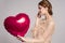 beautiful woman balloon heart gift fashion holiday