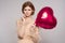 beautiful woman balloon heart gift fashion holiday