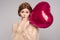 beautiful woman balloon heart gift fashion holiday