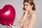 beautiful woman balloon heart gift fashion holiday