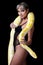 The beautiful woman with the big yellow snake