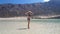 Beautiful woman in bikini on the Balos beach. Crete, Greece