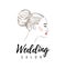 Beautiful woman with bun hairstyle, beauty wedding salon, banner or poster design