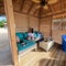 A beautiful woman in a Cabana at Coco Cay which is Royal Caribbean Cruise Lines RCL private island in the Bahamas