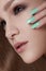 Beautiful Woman With Colorful Nails and Luxury Makeup. Beautiful Girl Face