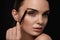 Beautiful Woman Contouring Eyebrows With Pencil. Beauty