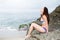 Beautiful woman in cute bikini relaxing at beach