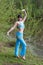 Beautiful woman dances on nature Arabic dances