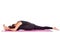 Beautiful woman doing Hanumanasana variation pose