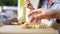 Beautiful woman eating pizza on street. Media. Woman snacking on pizza for lunch outside cafe. Young woman eats pizza on