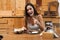 Beautiful woman eating traditional Balkan dish