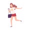 Beautiful Woman elebrity Character Running away From Photographers Flat Vector Illustration