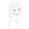 Beautiful woman face with nude make-up hand drawn vector illustration