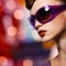 Beautiful woman in fashion violet sunglasses