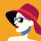 Beautiful woman fashionable with sunglasses and hat