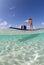 Beautiful woman fishing from paddle board