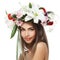 Beautiful woman with flower wreath