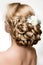 Beautiful woman with gold makeup.Beautiful bride with fashion wedding hairstyle.