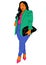 beautiful woman in a green jacket and blue jeans. Plus size model, african american