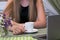 Beautiful woman having alone time at cafe