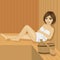 Beautiful woman having sauna bath in a steam room
