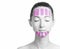 Beautiful woman with kinesiology facelift tapes. Monochrome image with color accents.