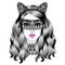 Beautiful woman in lace mask. Girl with cat ears. Fashion girl