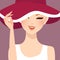 Beautiful woman lady female wearing hat smile illustration