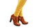 Beautiful woman legs in shoes and yellow socks