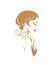 Beautiful woman logo. Elegant hairstyle, makeup, manicure.