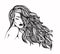 Beautiful woman with long, wavy hair. Hair salon vector illustration.