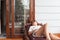 Beautiful Woman Lying On Deck Chair Terrace Relaxed Slim Legs