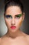 Beautiful woman. make-up colour paint painting,