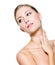 Beautiful woman pampering the neck